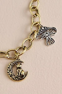 Amethyst Cat Moon Charm Bracelet