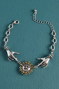 Silver Fortune Hands Sun Bracelet