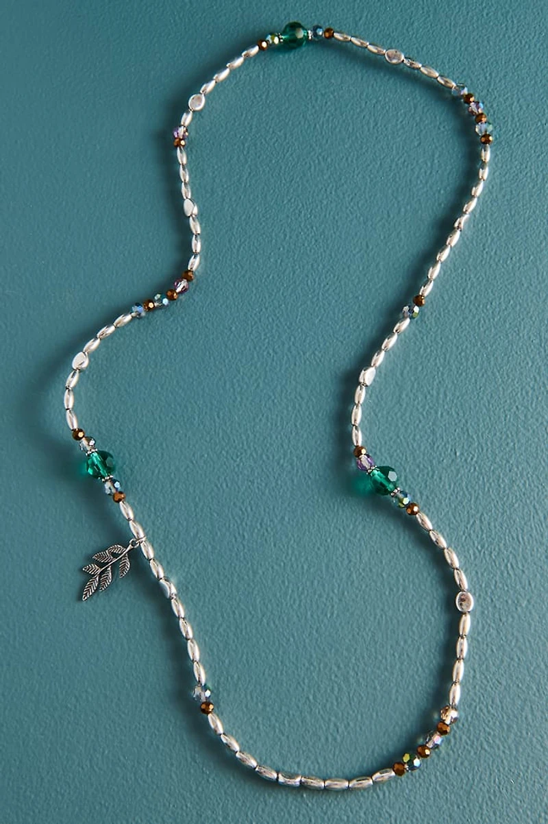 Silver Beaded Leaf Wrap Bracelet