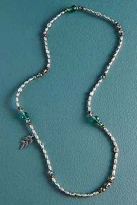 Silver Beaded Leaf Wrap Bracelet