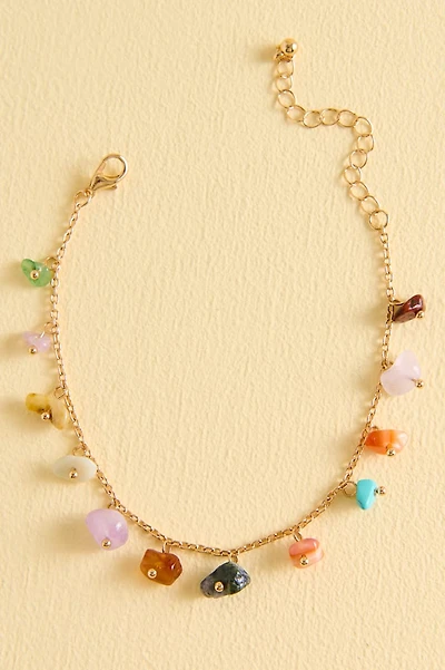 Multi Stone Rainbow Dainty Chip Bracelet