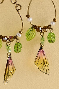 Butterfly Wing Leaf Chain Earrings