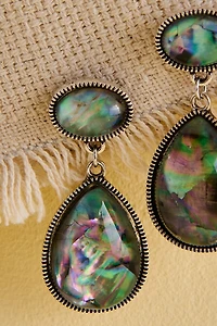 Silver Abalone Shell Teardrop Earrings