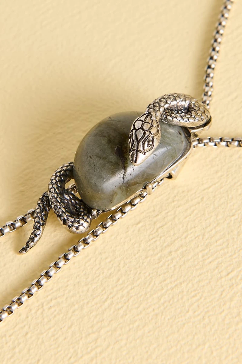 Labradorite Silver Serpent Bolo Necklace