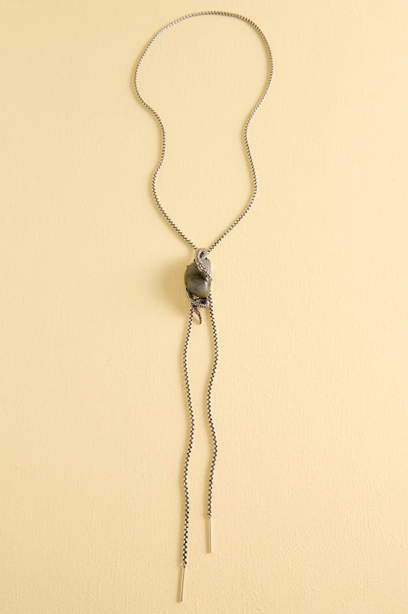 Labradorite Silver Serpent Bolo Necklace