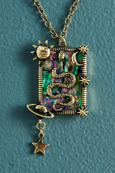 Abalone Shell Gold Astro Serpent Necklace