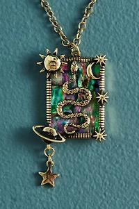 Abalone Shell Gold Astro Serpent Necklace