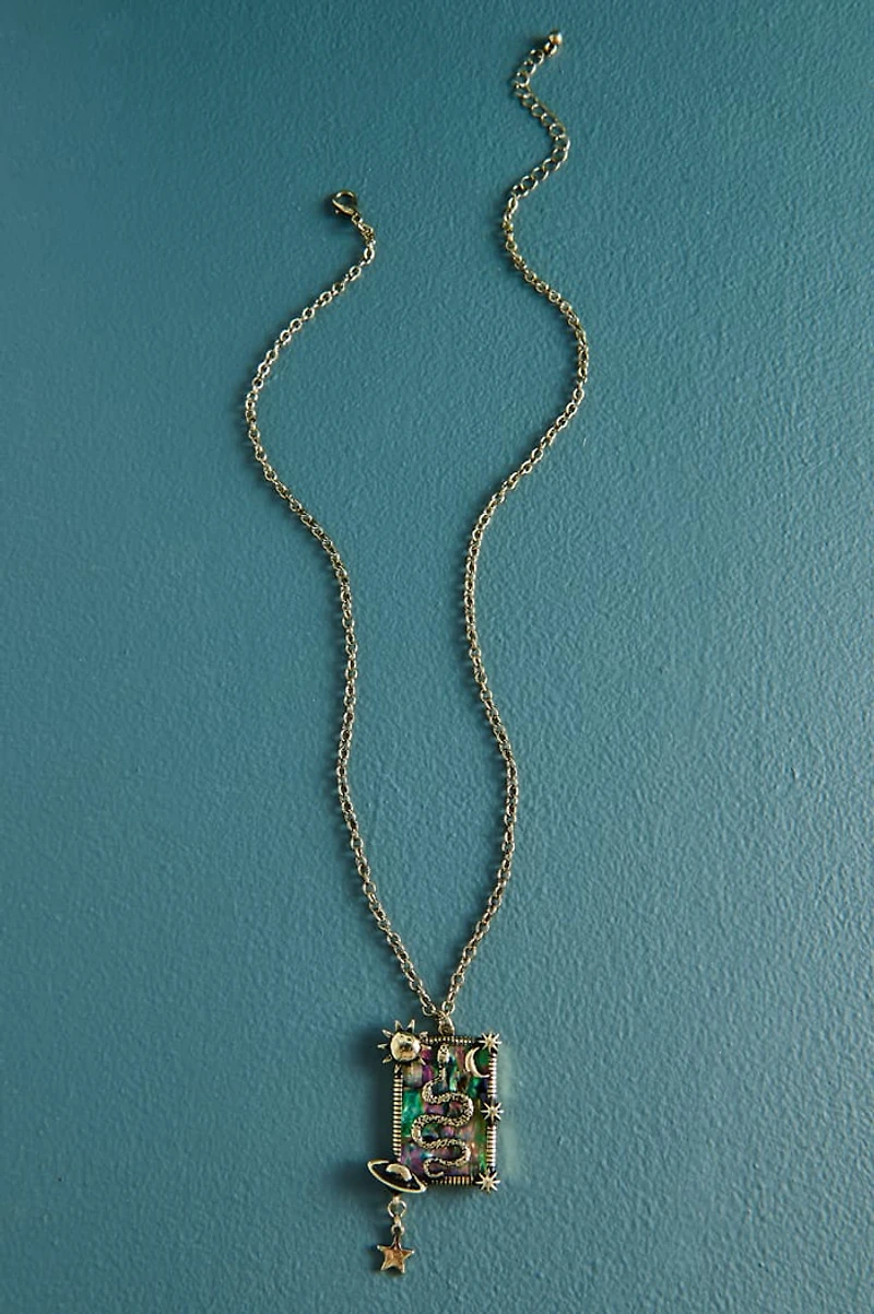 Abalone Shell Gold Astro Serpent Necklace