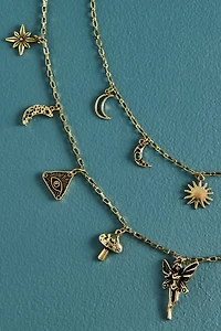 Gold Astro Fairy Stone Charm Necklace Set