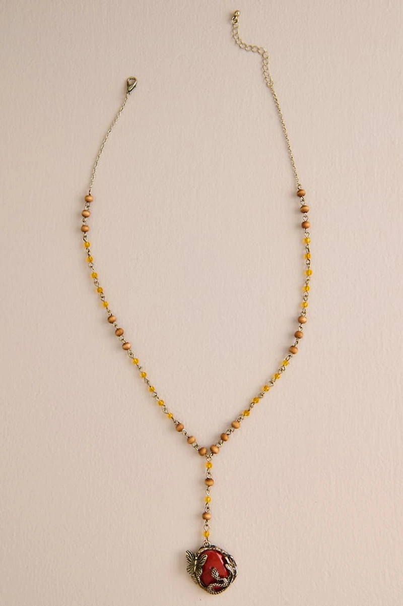 Jasper Serpent Butterfly Lariat Necklace