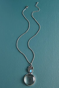 Silver Mushroom Magnifying Glass Necklace