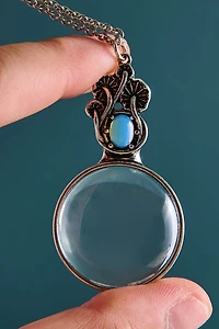 Silver Mushroom Magnifying Glass Necklace