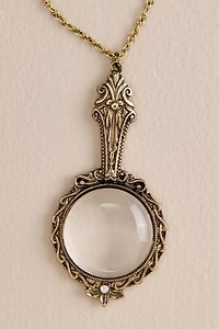 Gold Ornate Magnifying Glass Necklace