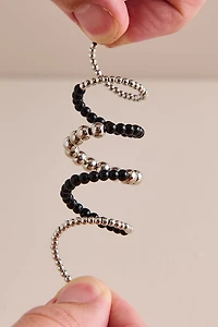 Black and Silver Beaded Coil Stretch Ring
