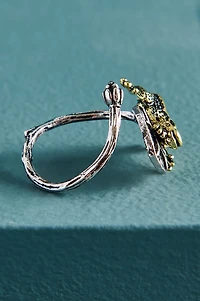 Two Tone Metal Frog Lily Pad Ring
