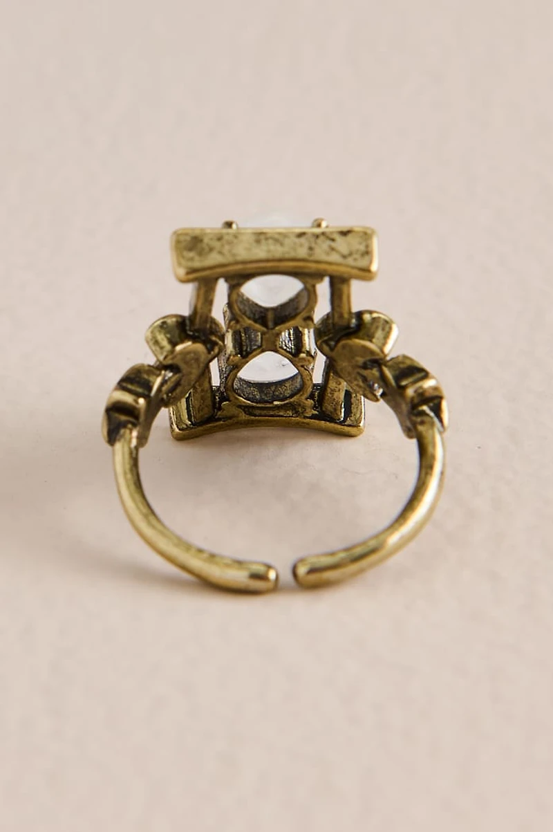 Quartz Gold Hourglass Ring