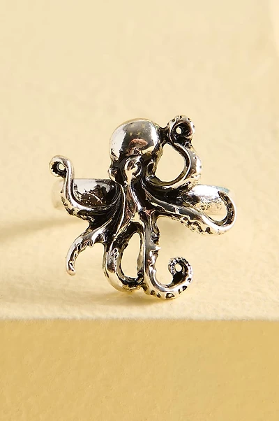 Silver Nautical Octopus Ring
