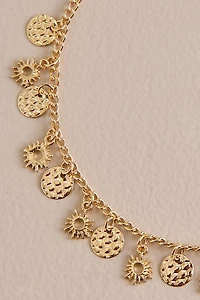 Gold Hammered Sunburst Disc Anklet