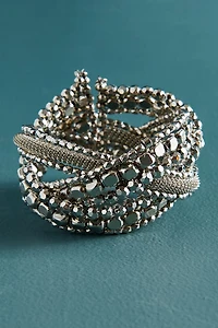 Silver Chunky Twisted Beaded Bracelet