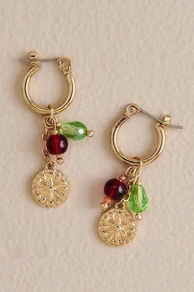 Gold Star Disc Mini Hoop Earrings
