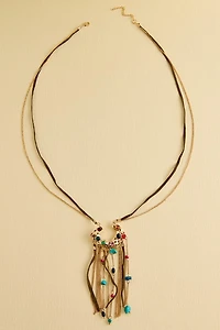 Western Boho Faux Suede Fringe Necklace