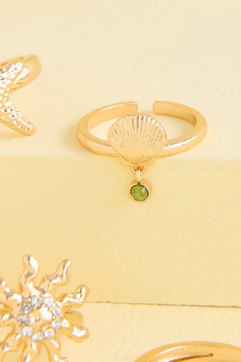 Gold Coastal Shell Ring Set