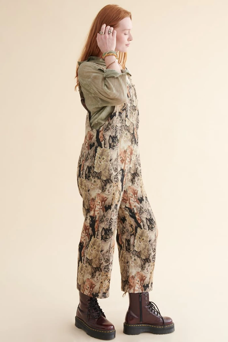 Cat Jacquard  Tapestry Overalls