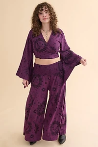 Purple Boho Sun Panel Wide Leg Pants