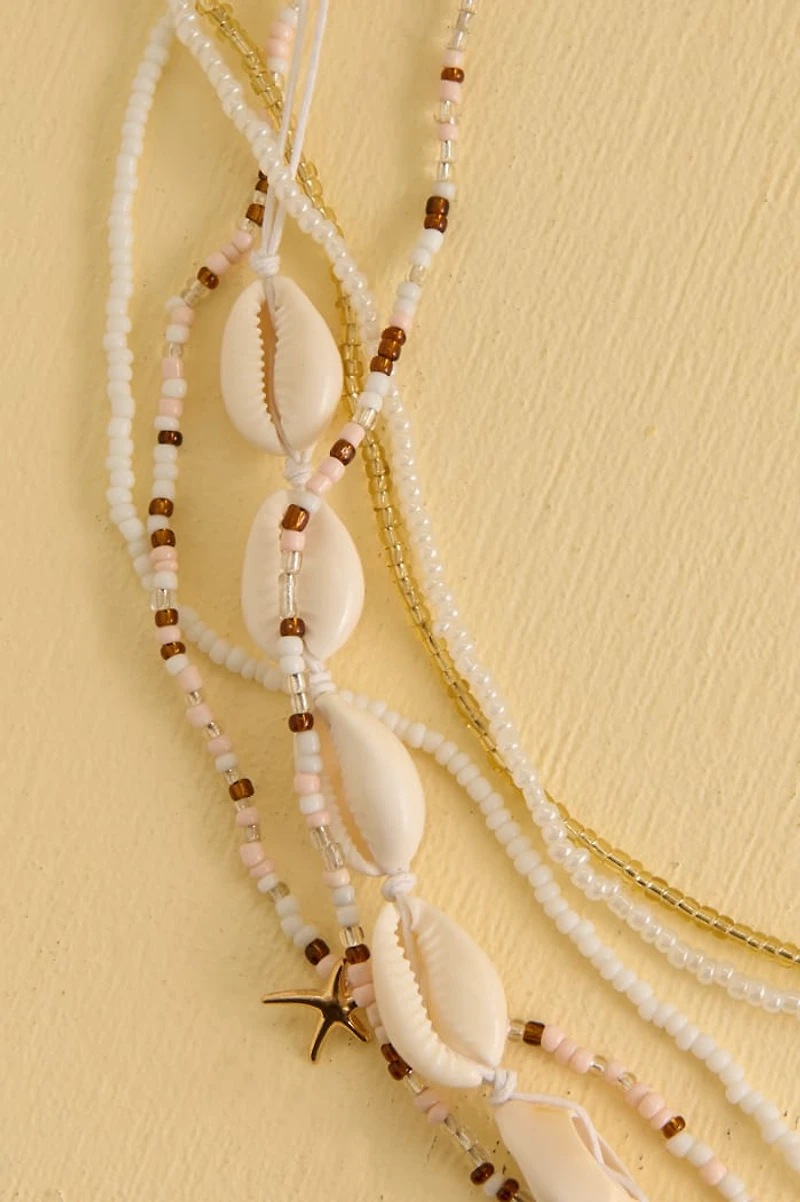 Neutral Beaded Shell Belt Set