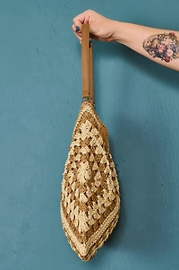 Brown Crochet Straw Market Shoulder Bag