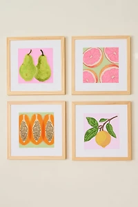 Papaya on Green Background Art Print