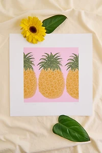 Pineapples on Pink Background Art Print
