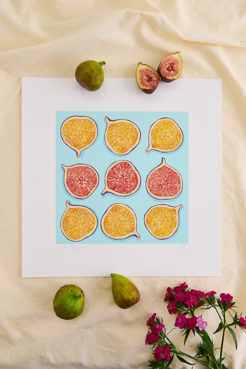 Figs on Blue Background Art Print