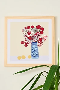 Vase on a Table with Lemons Art Print