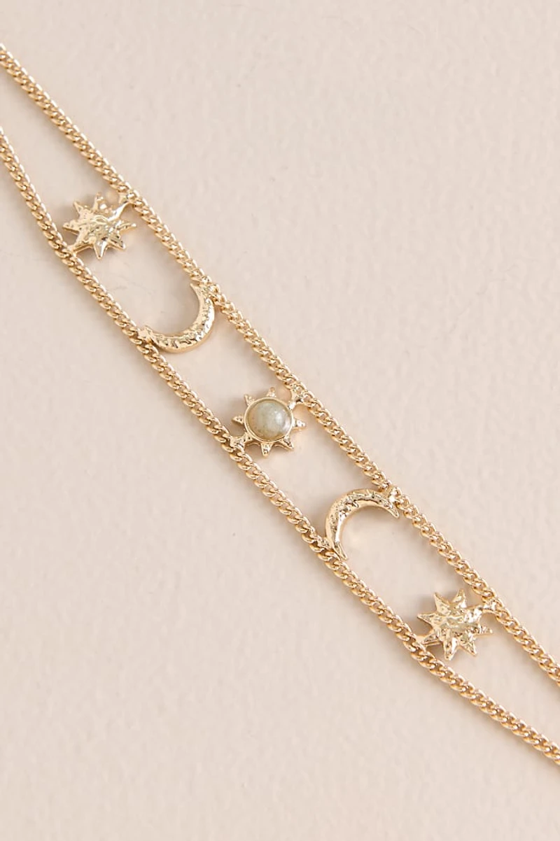 Labradorite Celestial Gold Chain Bracelet