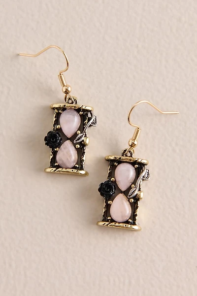 Rose Quartz Hourglass Drop Earrings