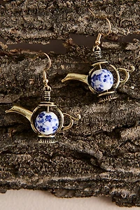 Toile Teapot Drop Earrings