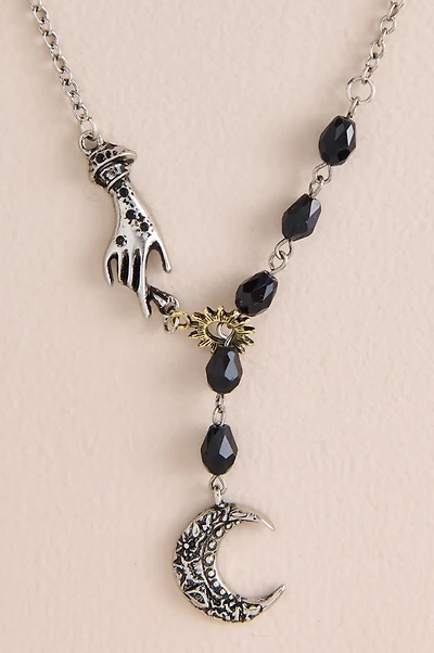 Mystic Hand Moon Beaded Necklace