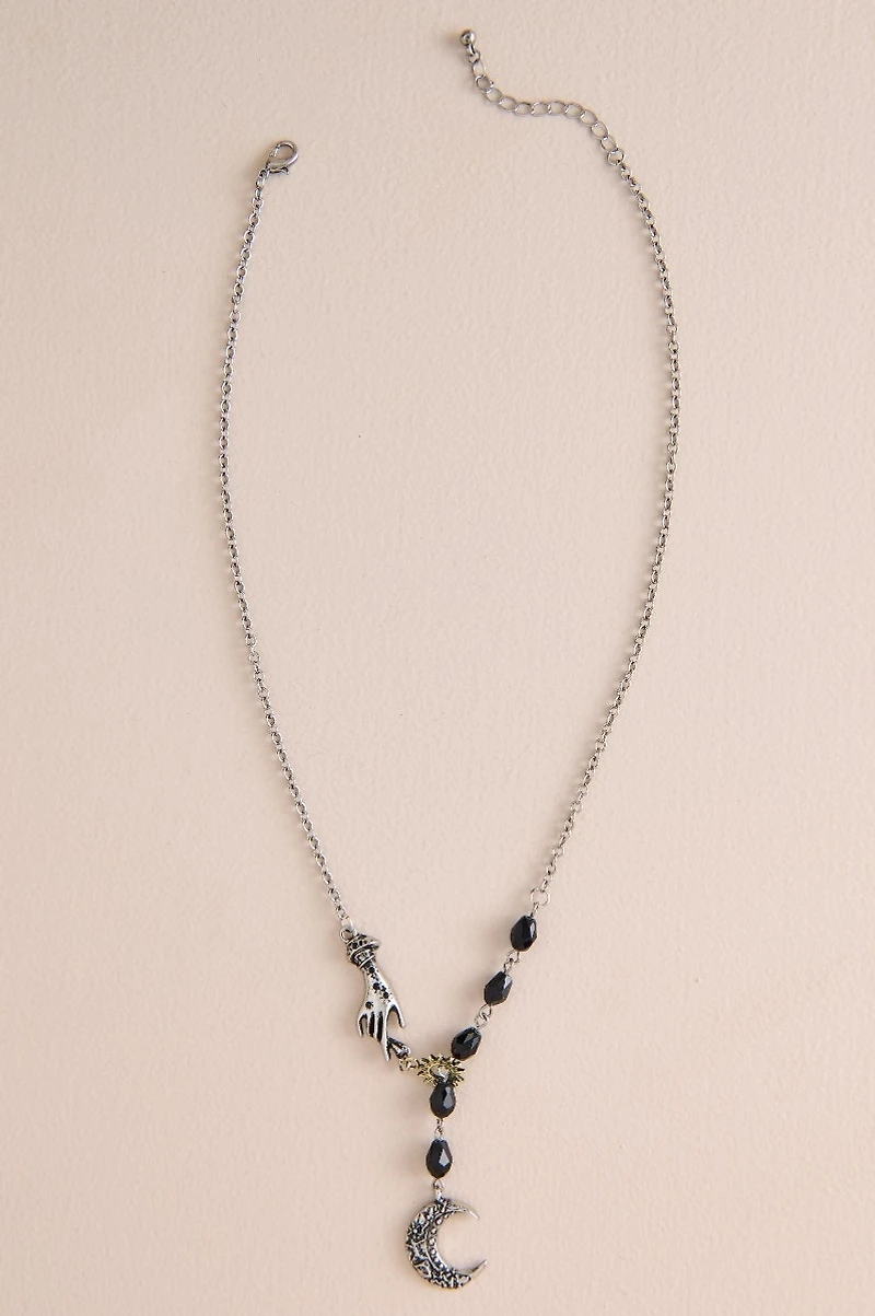 Mystic Hand Moon Beaded Necklace