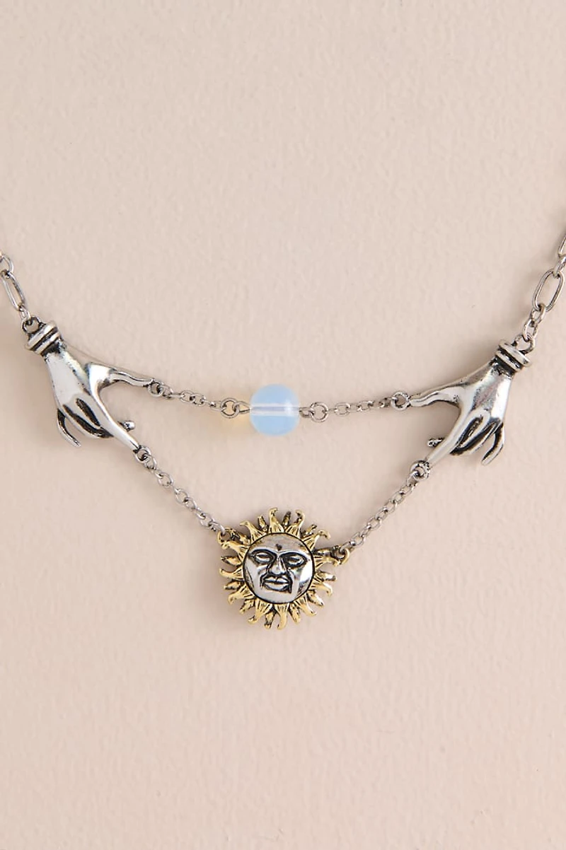 Opalite Sun Mystic Hands Necklace