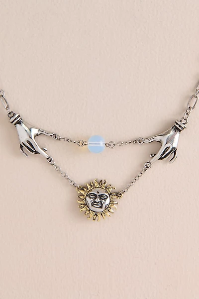 Opalite Sun Mystic Hands Necklace