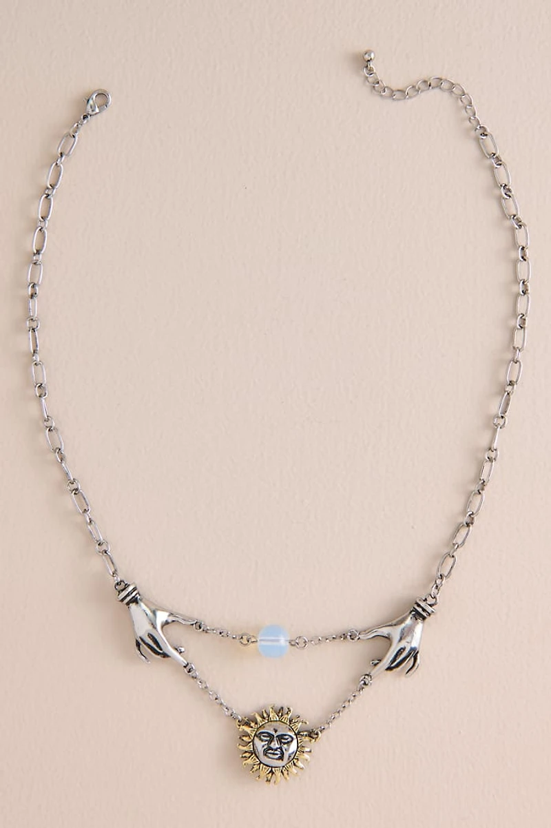Opalite Sun Mystic Hands Necklace