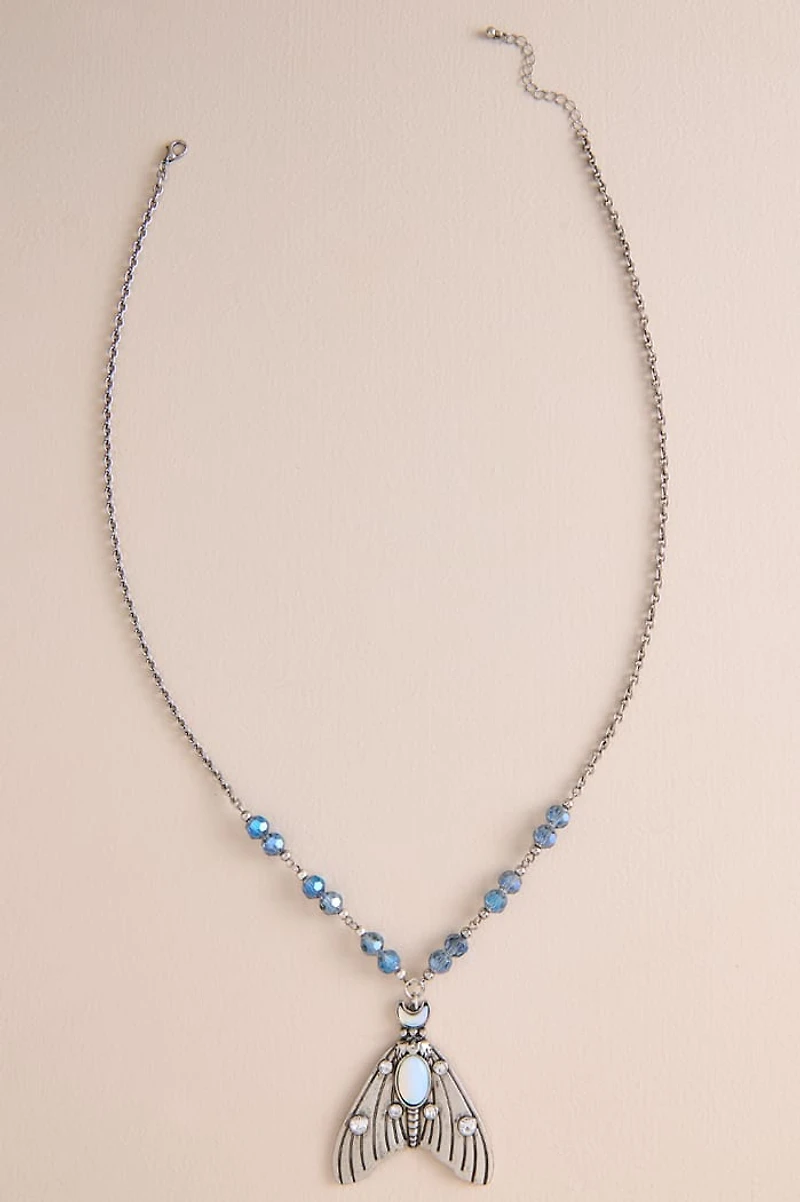 Opalite Blue Moth Necklace