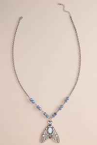 Opalite Blue Moth Necklace