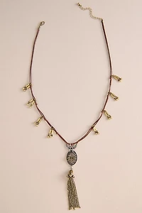 Dragonfly Moon Metal Tassel Necklace