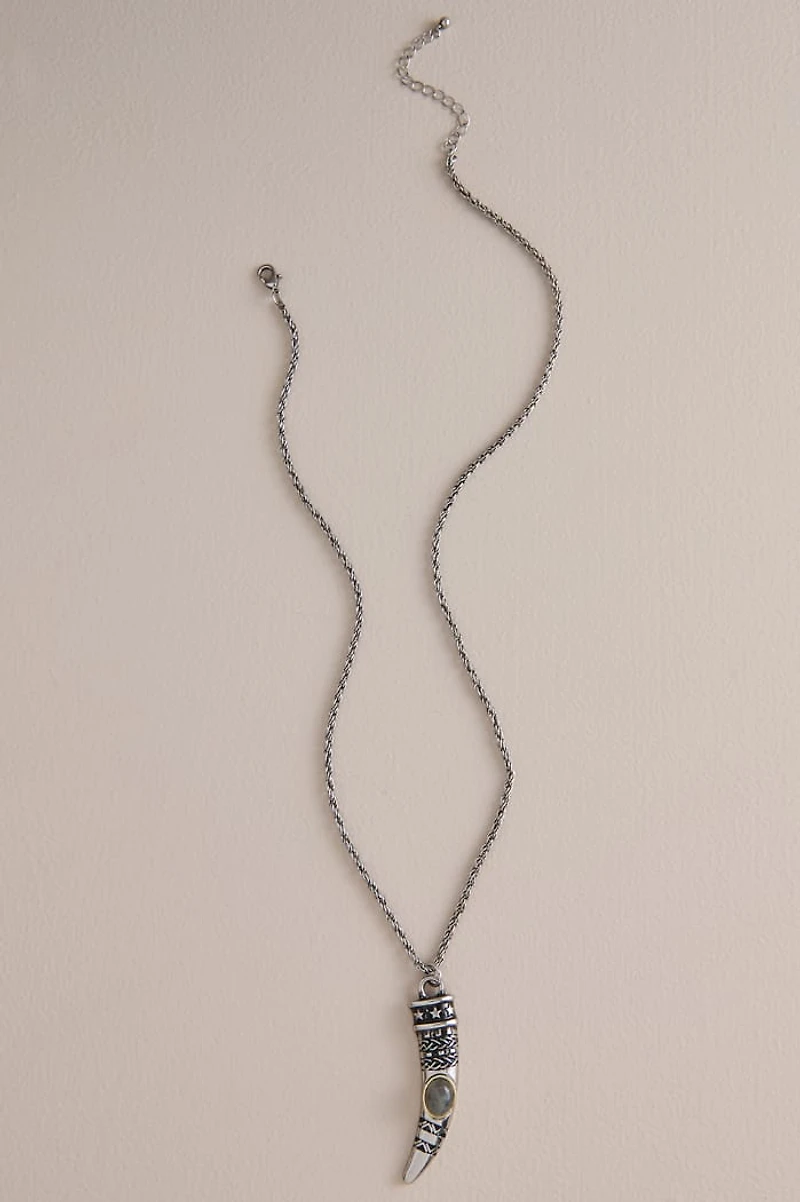 Labradorite Horn Pendant Necklace