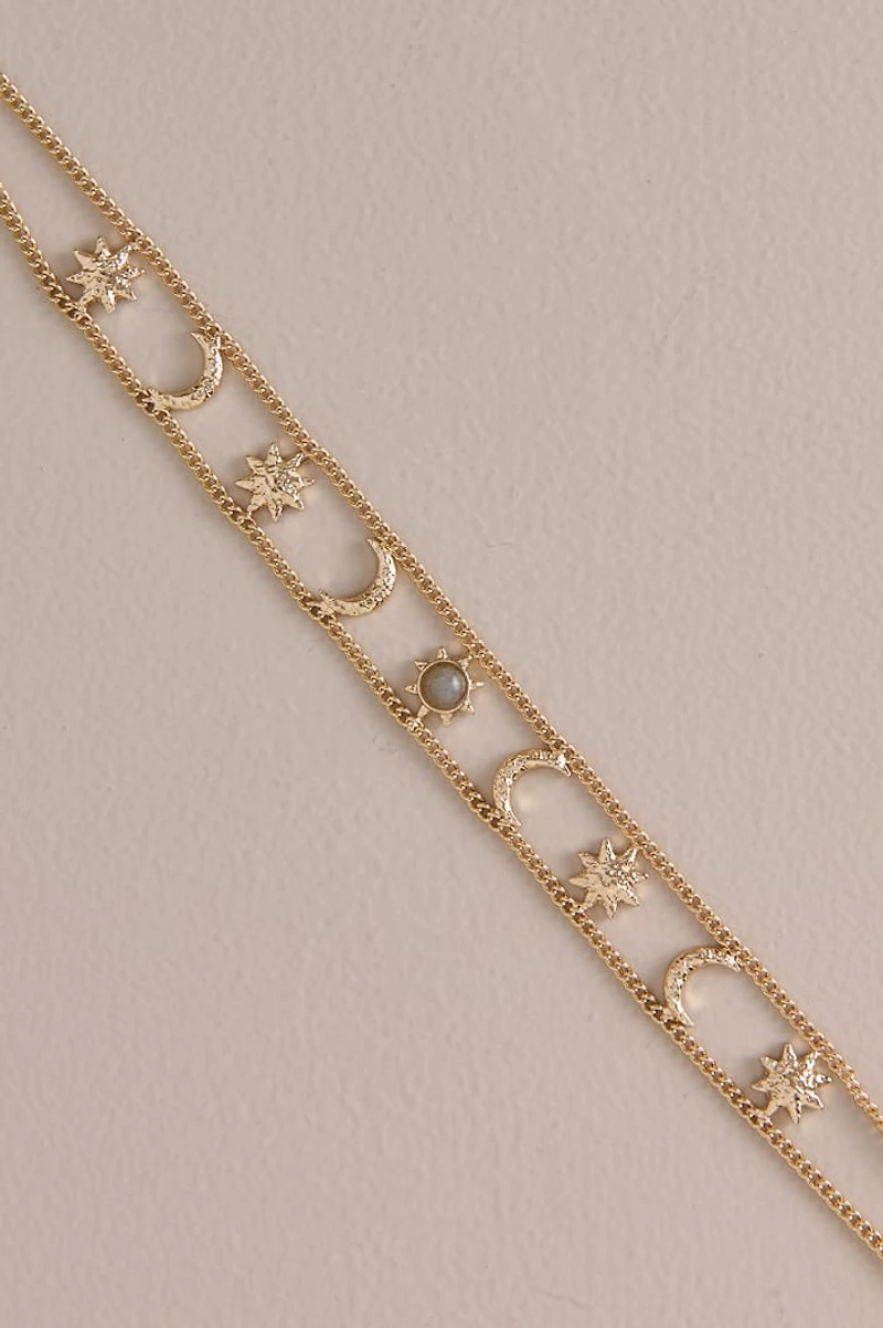 Labradorite Celestial Gold Chain Necklace