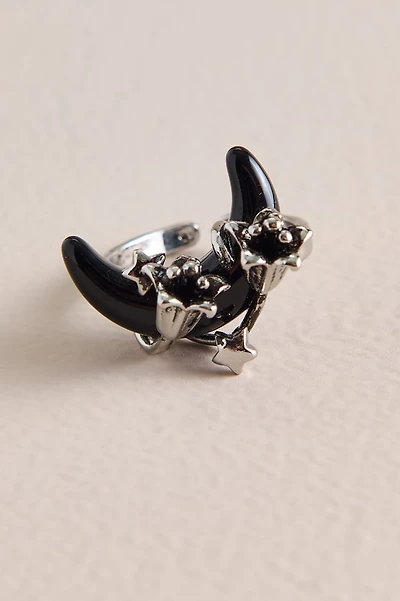 Black Moon Glass Lily Ring