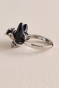 Black Moon Glass Lily Ring