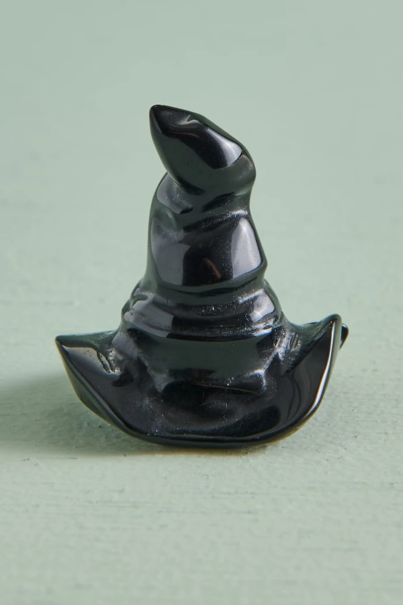 Black Obsidian Witch Hat Figurine